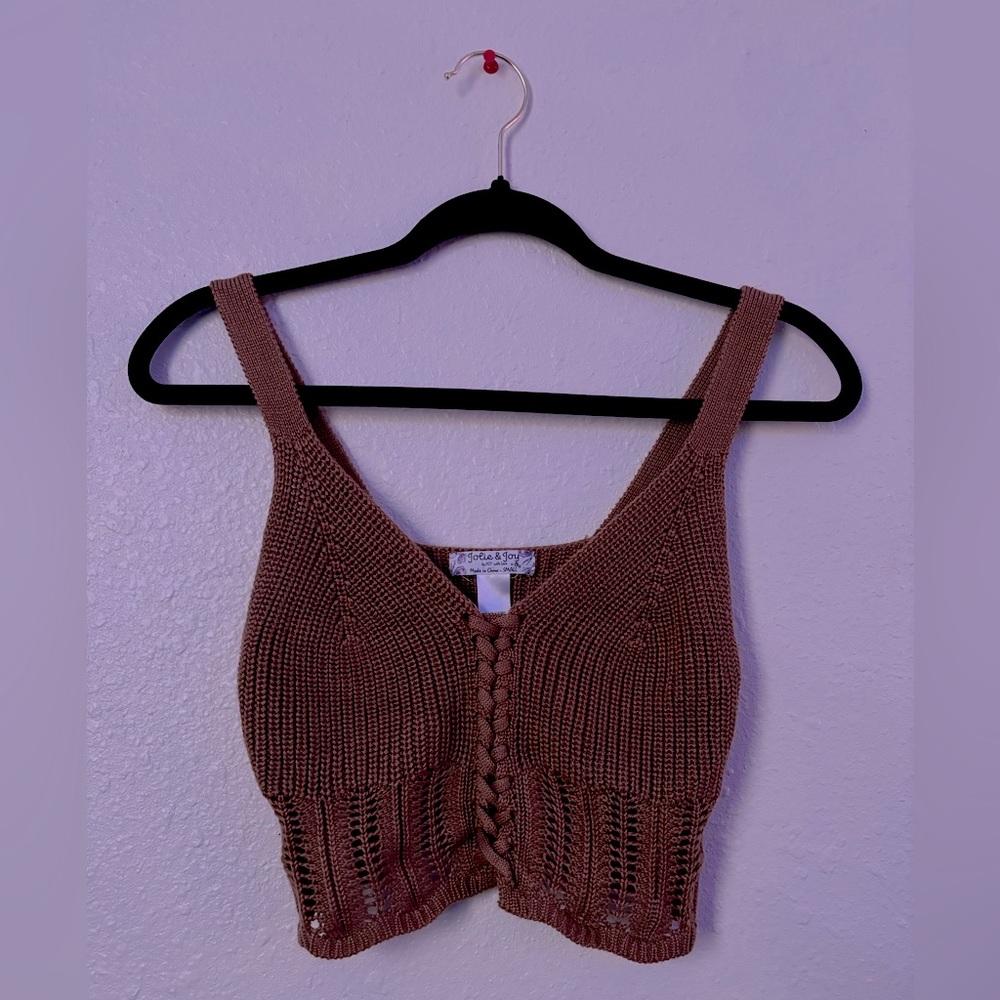 ⭐️ jolie & joy brown crochet crop top!